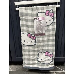 Hello Kitty  Light Grey Gingham   beach towel 36 X 70 In